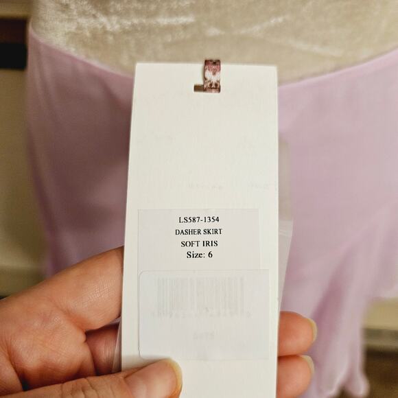 NWT Loveshackfancy Dasher Skirt Soft Iris Pink Ruffle Asymmetric $475 Sz 6 - Picture 10 of 11
